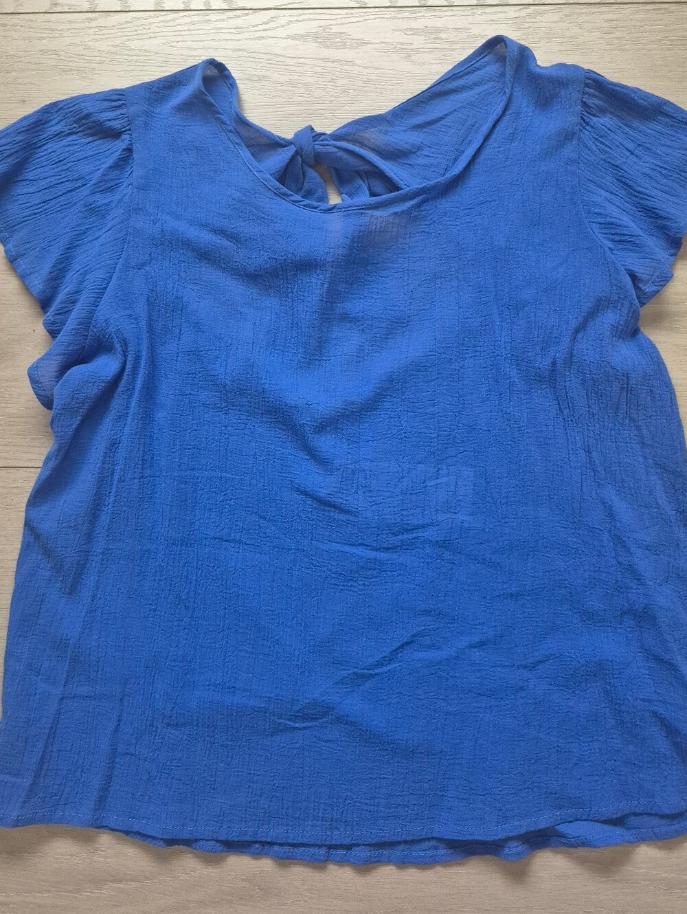 Blue Women's Short Sleeve Tie-Back Top